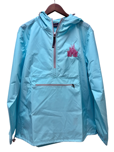 Aqua Quarter Zip Charles River Rain Jacket- Metallic Pink Castle